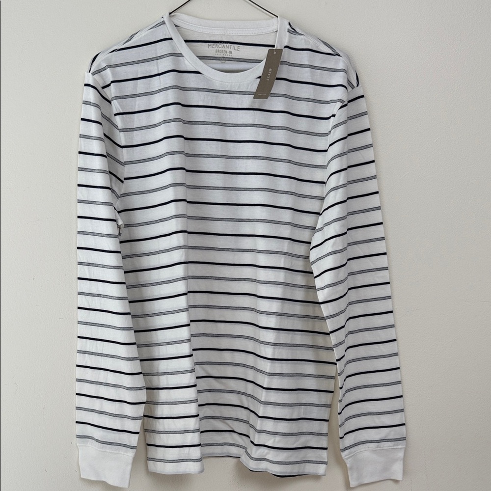 J. Crew Black and White Striped Long Sleeve Tee